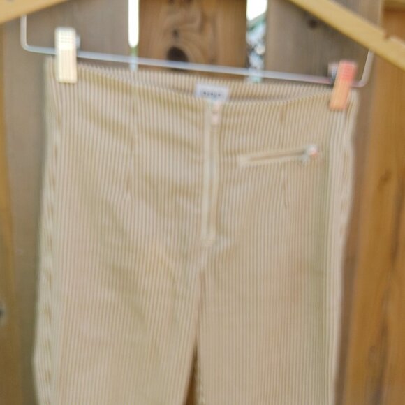 Urban Outfitters BDG Mustard Striped High Waisted Pants with Floral Hem W24 - Picture 7 of 10